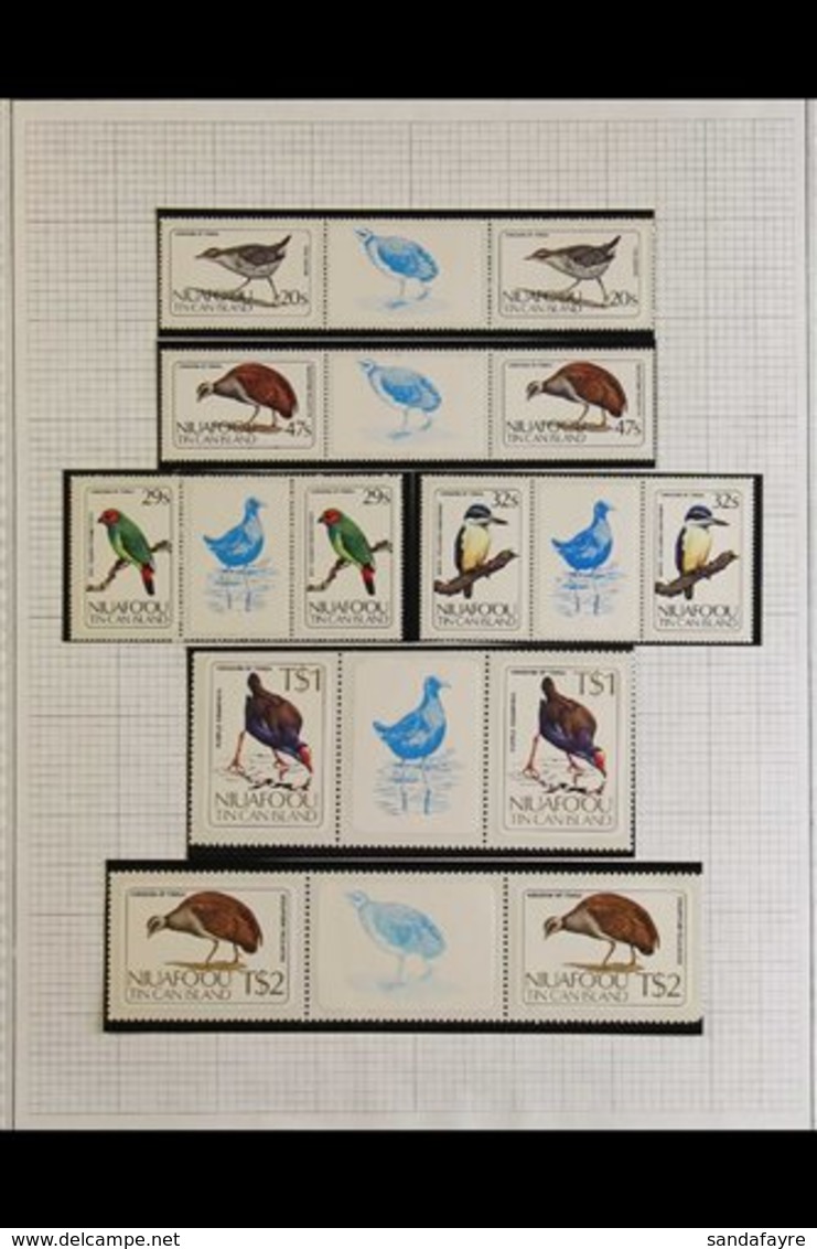 \Y NIUAFO'OU\Y 1983 Birds Definitives Complete Set, SG 27/41, In Never Hinged Mint Gutter Pairs. Lovely! (15 Pairs = 30  - Tonga (...-1970)