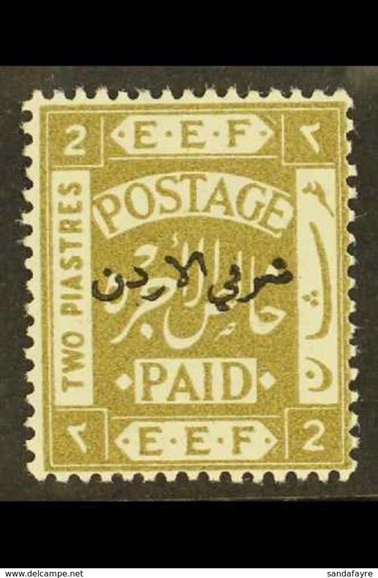 \Y 1920\Y 2p Olive, Perf 15x14, With Overprint TYPE 1a (position R. 8/12), SG 6a, Very Fine Mint, Fresh, Rare Stamp. For - Jordanie