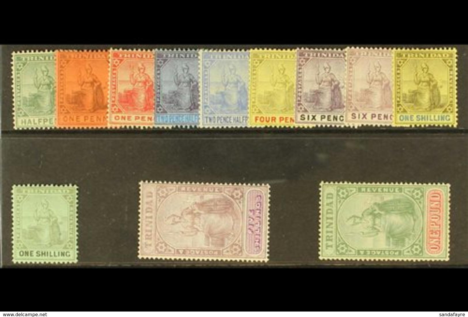 \Y 1904-09\Y Set (less 1s Black And Blue On Yellow), SG 133/145, Fine Mint. (12 Stamps) For More Images, Please Visit Ht - Trinidad & Tobago (...-1961)