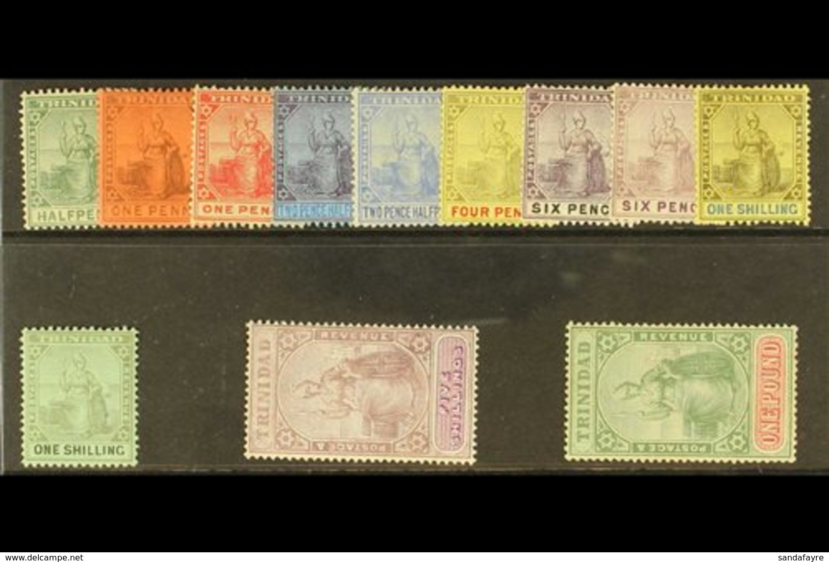 \Y 1904-09\Y Set (less 1s Black And Blue On Yellow), SG 133/145, Fine Mint. (12 Stamps) For More Images, Please Visit Ht - Trinité & Tobago (...-1961)
