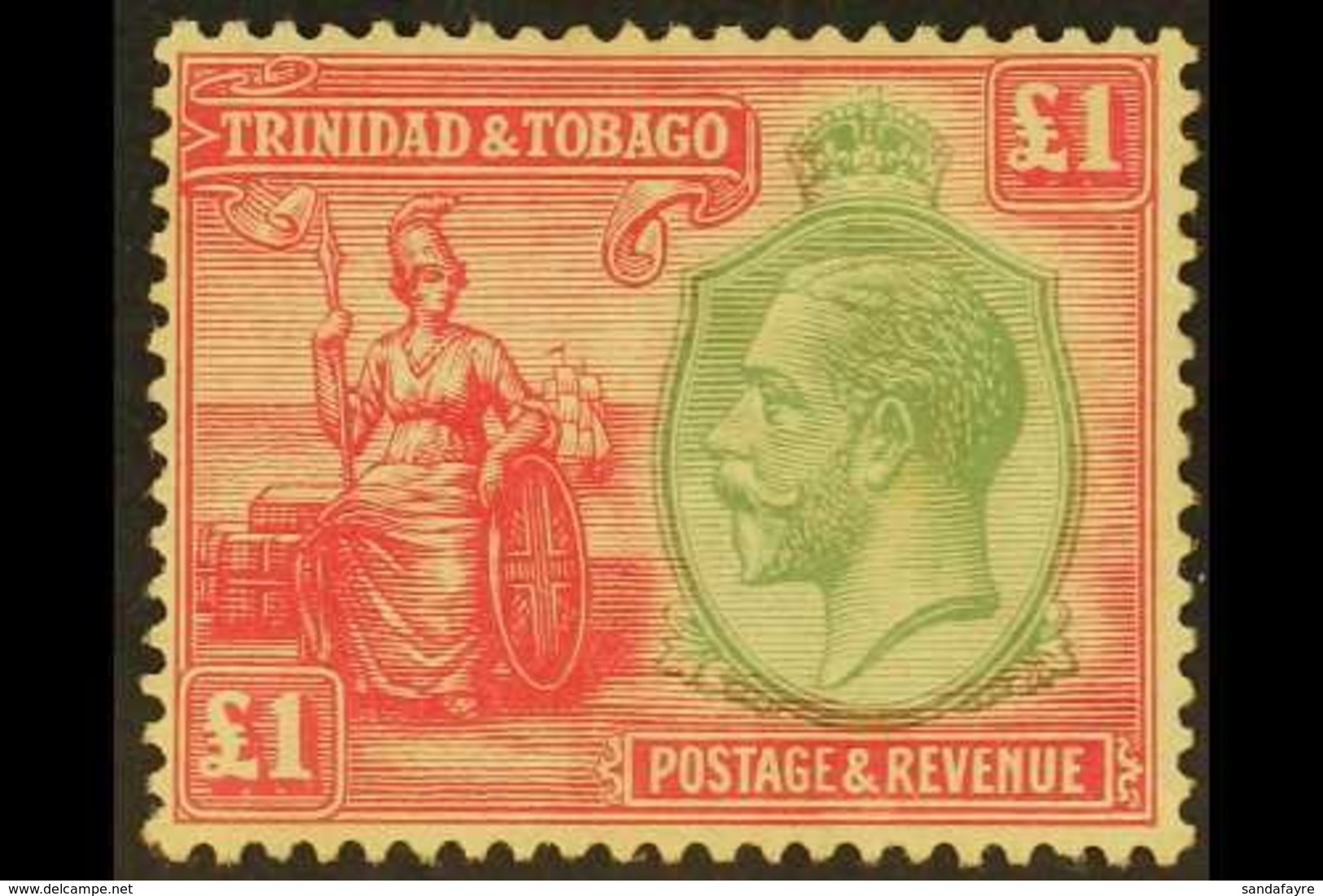 \Y 1922-8\Y £1 Green & Bright Rose, SG 229, Very Fine Mint. For More Images, Please Visit Http://www.sandafayre.com/item - Trinidad & Tobago (...-1961)