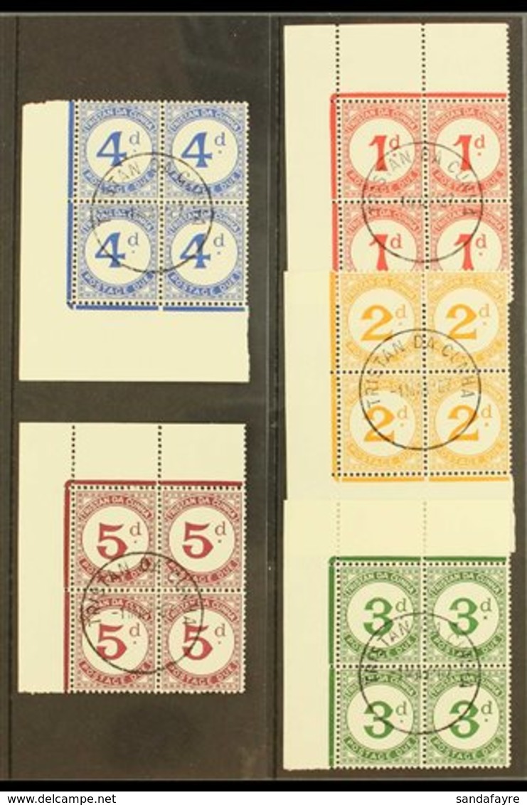 \Y POSTAGE DUES\Y 1957 Complete Set, SG D1/5, Superb Cds Used Corner BLOCKS Of 4 Cancelled By Crisp Upright Central Cds' - Tristan Da Cunha