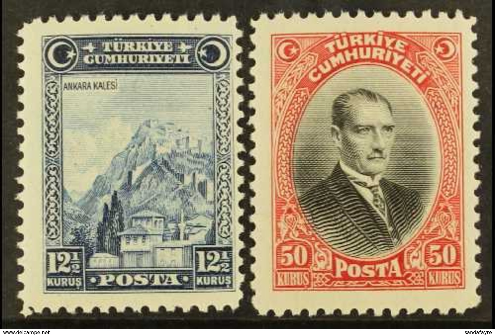 \Y 1929\Y (first "U" Of "CUMHURIYETI" Without Umlaut) 12½k And 50k, Mi 889/90, Fine Mint, Very Lightly Hinged. (2 Stamps - Sonstige & Ohne Zuordnung