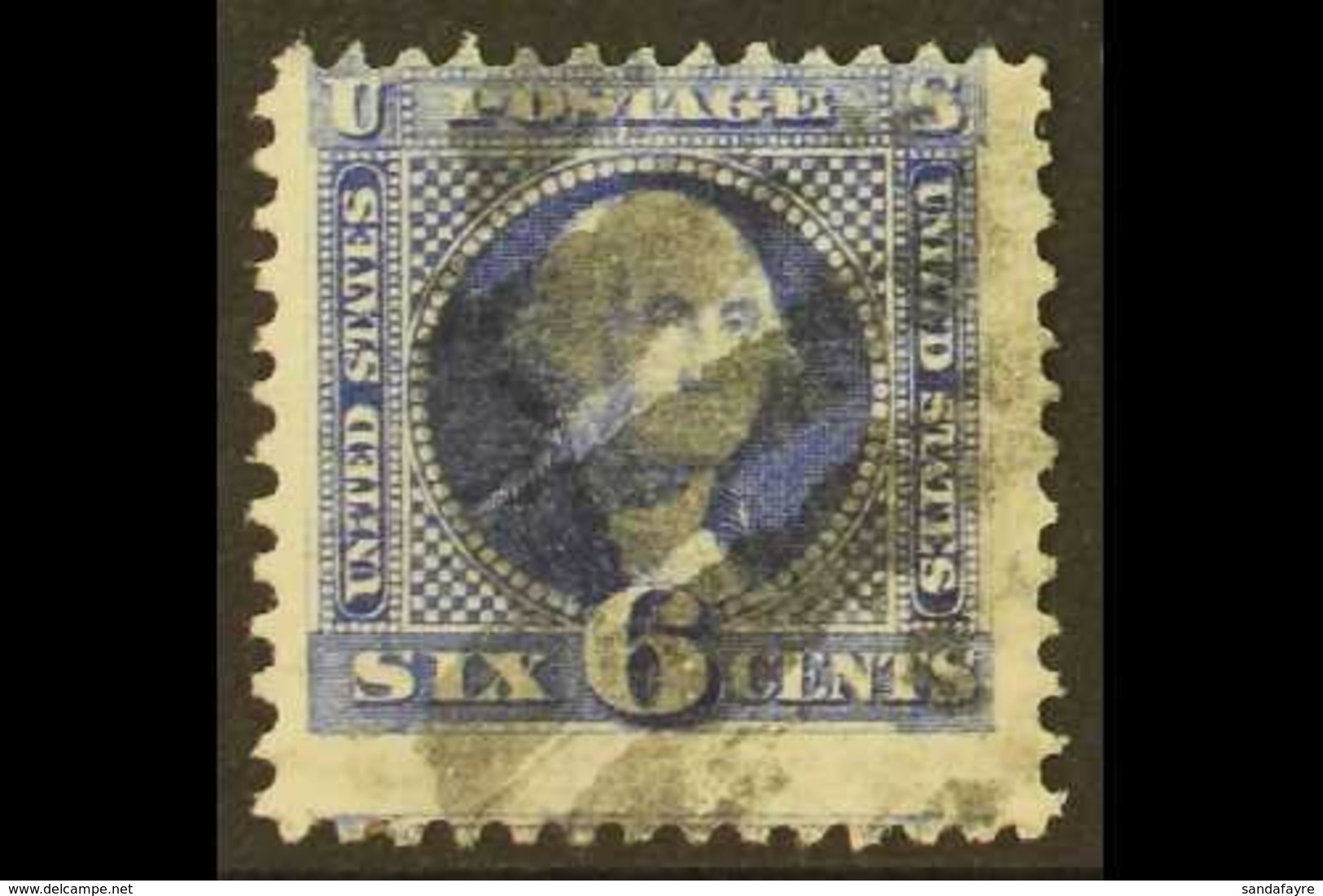 \Y 1869\Y 6c Ultramarine Washington Pictorial, SG 117, Scott 115, Centered To Top, Neat Barred Cancel.  For More Images, - Other & Unclassified