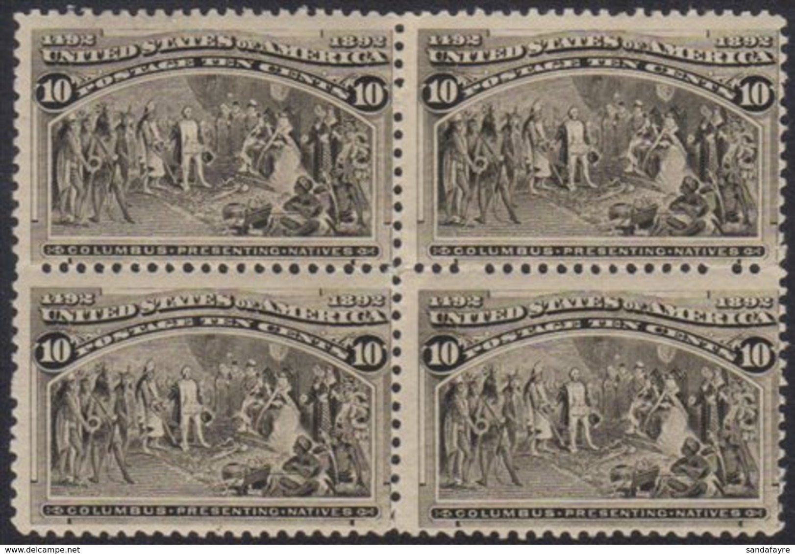 \Y 1893\Y Columbian Exposition 10c Black Brown (Sc 237, SG 242a) Fine Fresh Mint BLOCK OF FOUR, The Two Lower Stamps NEV - Sonstige & Ohne Zuordnung