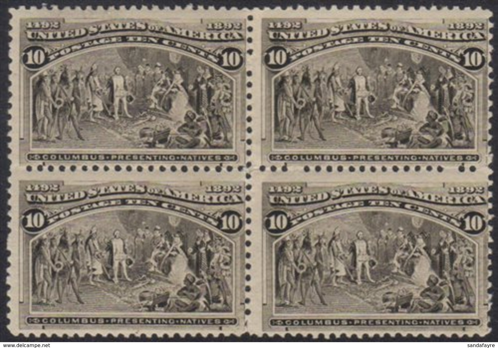 \Y 1893\Y Columbian Exposition 10c Black Brown (Sc 237, SG 242a) Fine Fresh Mint BLOCK OF FOUR, The Two Lower Stamps NEV - Autres & Non Classés