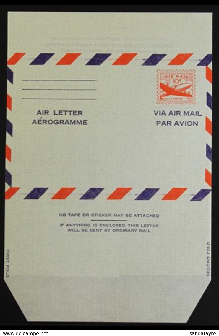 \Y AIR LETTER SHEETS\Y 1955 10c Bright Red On Pale Blue (Scott UC16d) With Die Cutting Reversed, Plus Another With Die C - Autres & Non Classés