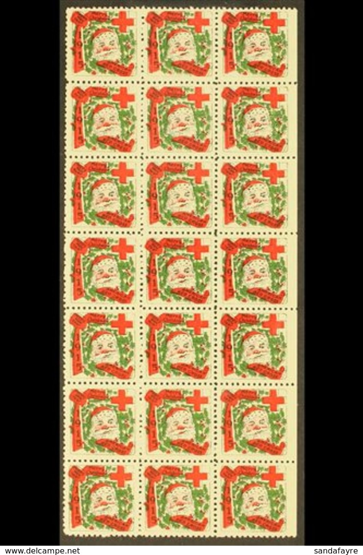 \Y CHRISTMAS SEALS\Y 1915 American Red Cross, Scott WX16, Very Fine Never Hinged Mint Right Marginal BLOCK Of 21 (3x7).  - Other & Unclassified