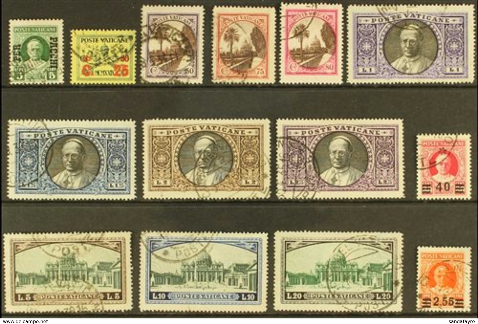 \Y 1931-33 CDS USED SELECTION\Y Presented On A Stock Card That Includes 1931 Parcel Post 5L, 1933 Set From 50c To 20L, 1 - Sonstige & Ohne Zuordnung