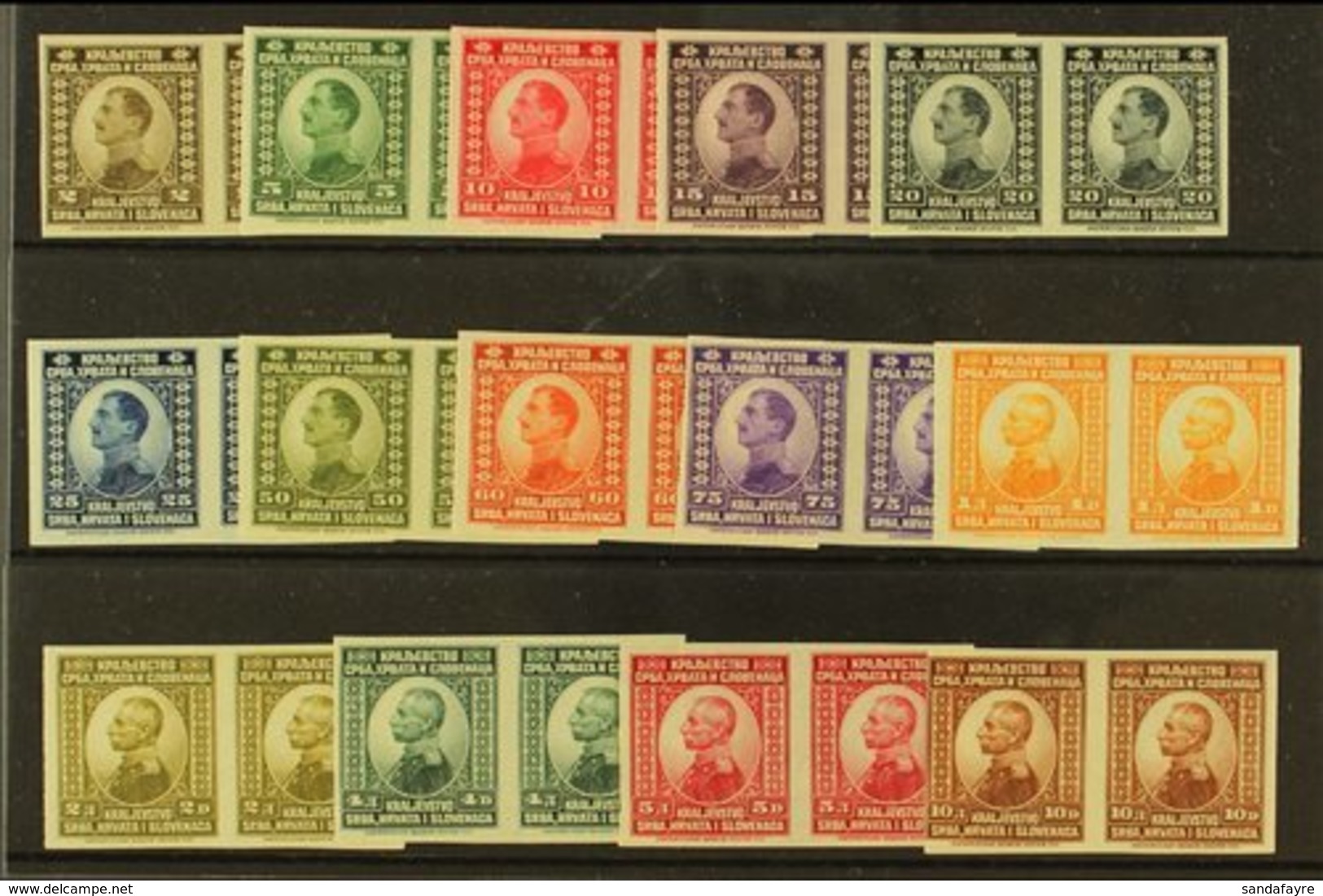 \Y 1921\Y King Complete Imperf Set, Michel 145/58 U (as SG 164/77), Superb Never Hinged Mint Horiz IMPERF PAIRS, Very Fr - Sonstige & Ohne Zuordnung