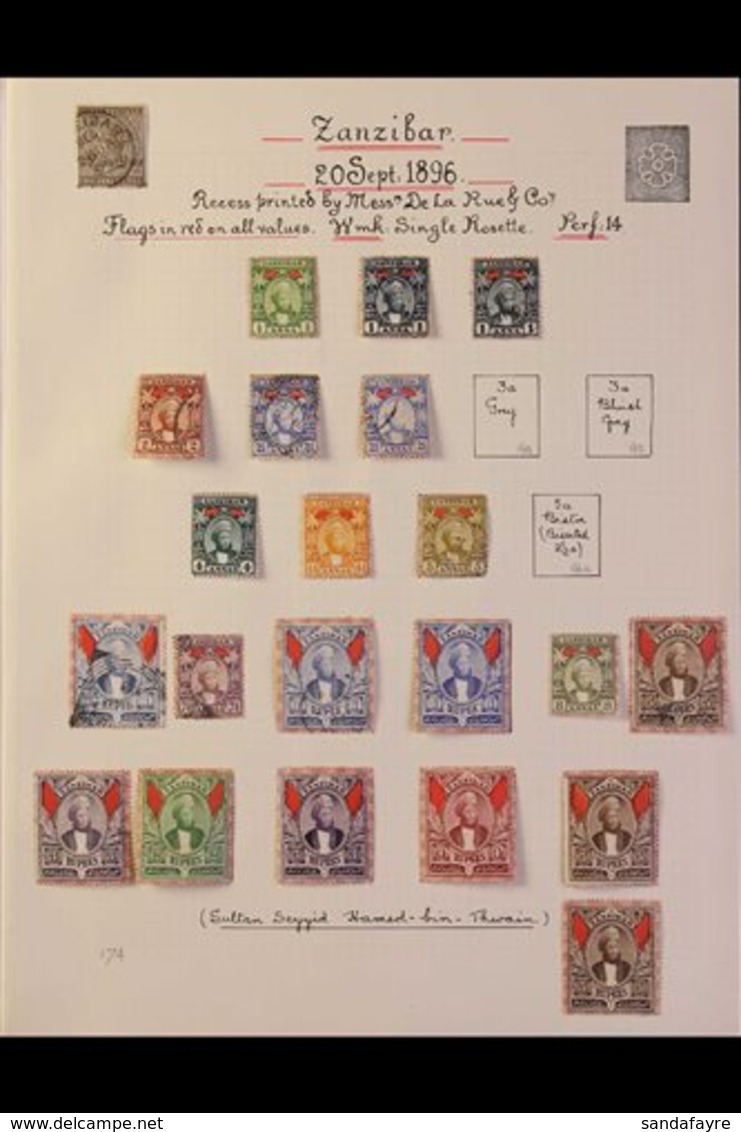 \Y 1895-1961 ATTRACTIVE COLLECTION\Y On Leaves, Mint & Used, Includes 1896 Sultan Set (ex 3a) Mostly Mint Incl 1r (x3, O - Zanzibar (...-1963)