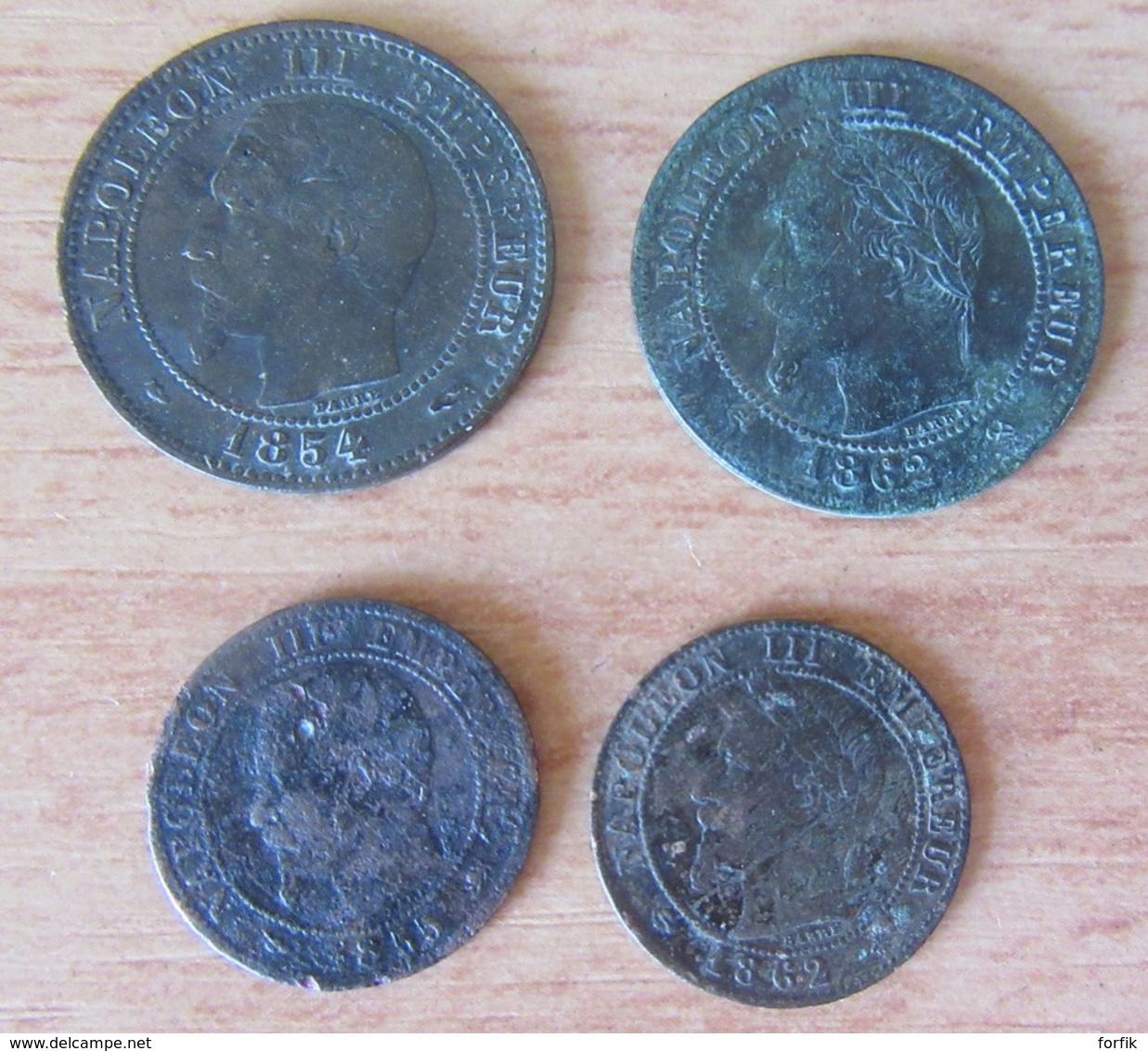 France - 4 Monnaies Napoléon III : 1 Ct - 1855 D (tête De Chien), 1862 A - Et 2 Cts 1854 A Et 1862 K - B / TB à TTB+ - Collezioni