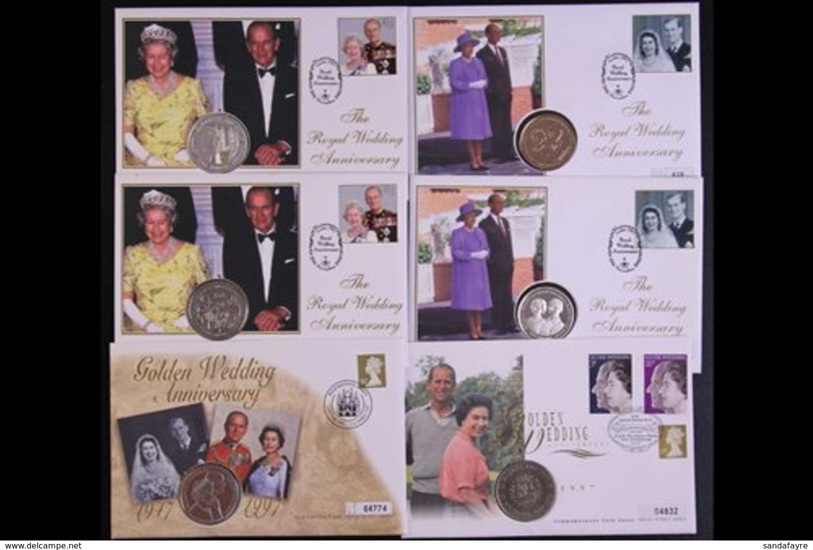 \Y COIN COVERS\Y 1997 ROYAL GOLDEN WEDDING ANNIVERSARY Attractive Collection Of All Different COIN COVERS, Includes Seve - Sonstige & Ohne Zuordnung