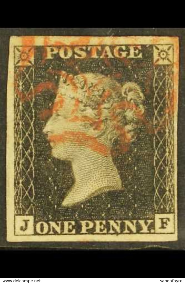 \Y 1840\Y 1d Black Lettered "J F", Plate 1a, SG 2, Used With Four Margins And Red MX Cancellation. For More Images, Plea - Unclassified