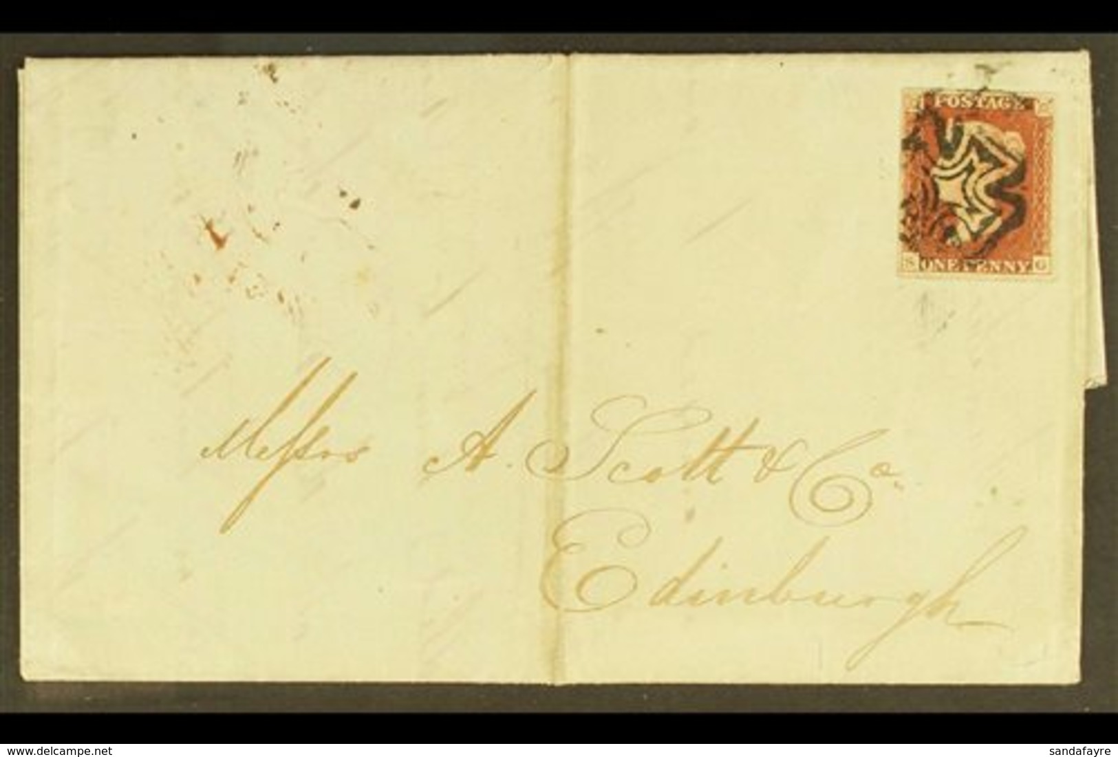 \Y 1841\Y (11 May) Entire Letter From Manchester To Edinburgh, Bearing 1841 1d Red-brown 'SG' Printed From "black" Plate - Autres & Non Classés