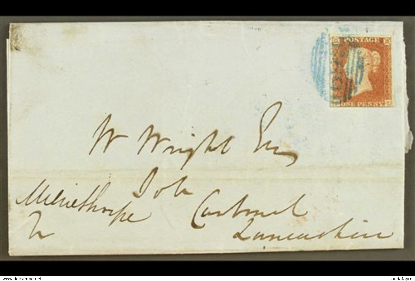 \Y 1850\Y (4 Sept) Entire From Shaftsbury To Cartmel, Lancashire (now Part Of Cumbria), Franked 1d Red, 3 Margins, Tied  - Other & Unclassified