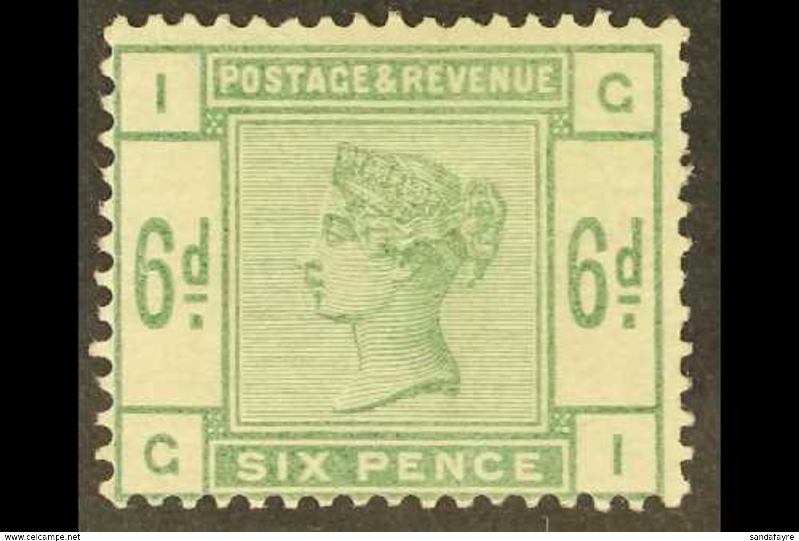 \Y 1883-84\Y 6d Dull Green, SG 194, Mint Very Lightly Hinged, Cat £625. For More Images, Please Visit Http://www.sandafa - Other & Unclassified