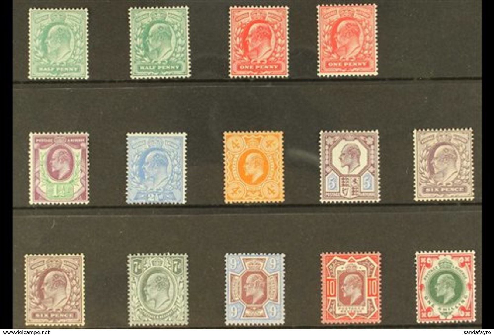 \Y 1902-10\Y De La Rue & Co Mint Selection On A Stock Card Inc Most Values To 1s With ½d, 1d & 6d Shades. (14 Stamps) Fo - Ohne Zuordnung