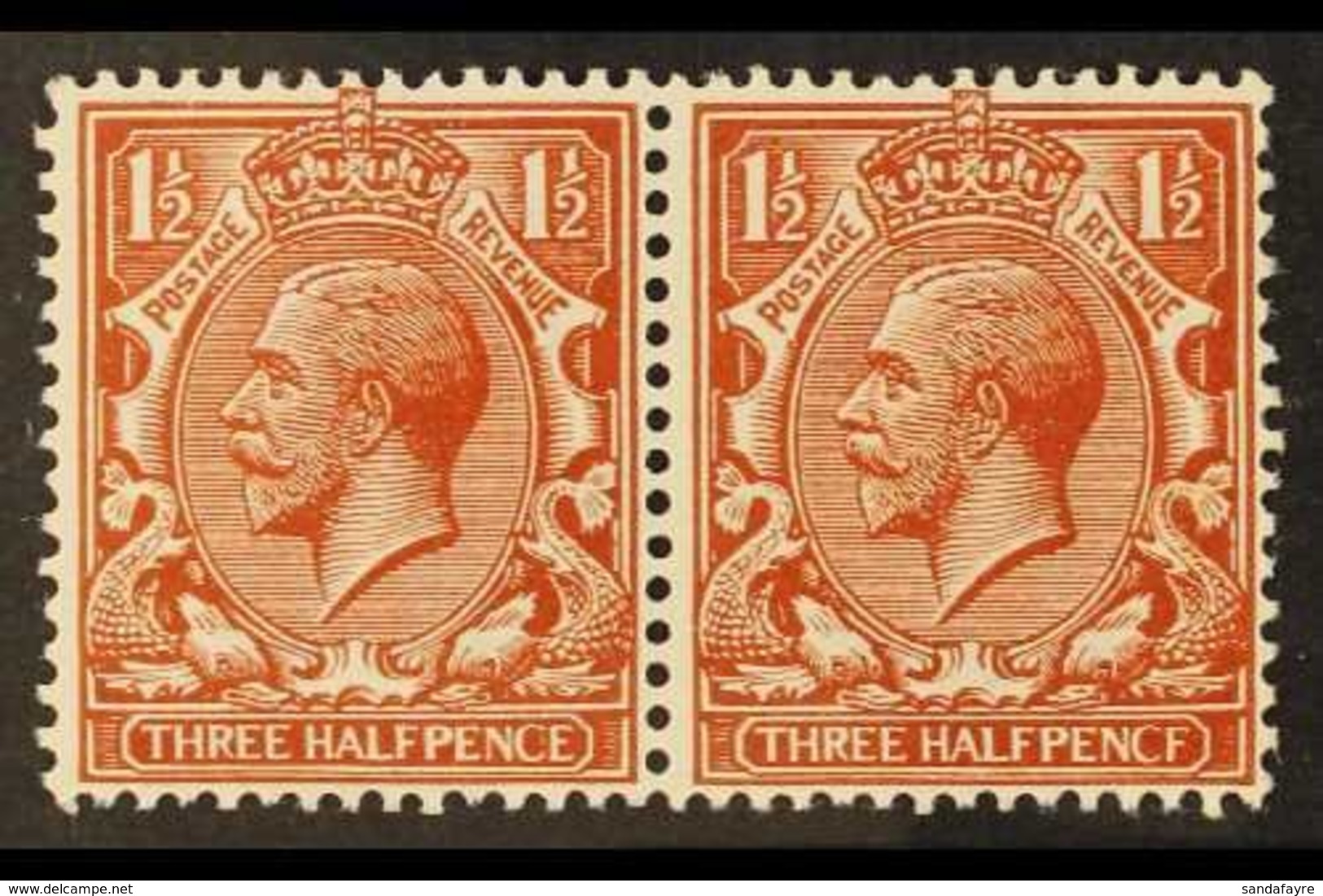 \Y 1912-24\Y 1½d Red Brown "PENCF" Error In Pair With Normal, SG 362+362a, Never Hinged Mint With RPS Certificate. Lovel - Unclassified