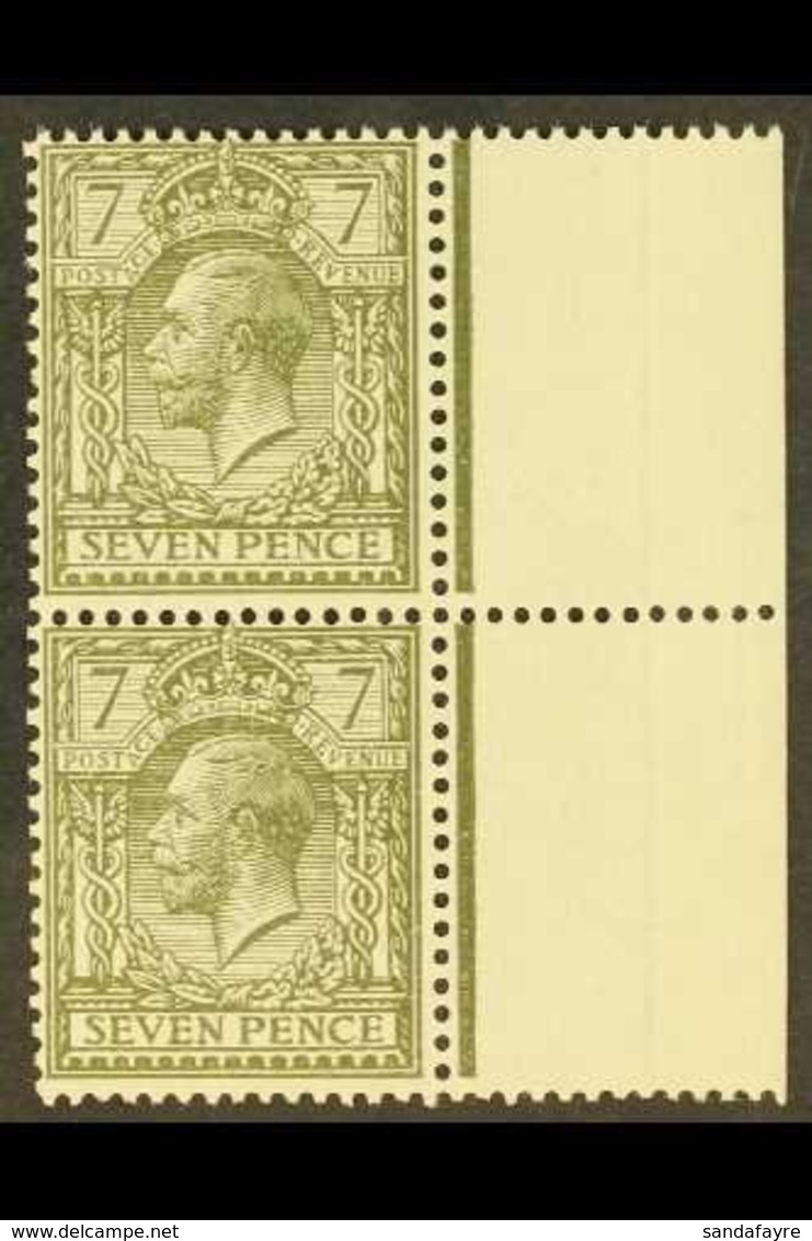 \Y 1912-24\Y 7d Olive-grey PAIR From The Right Edge Of The Sheet, The Stamps Showing Only The "GE" Of "Postage" Watermar - Ohne Zuordnung