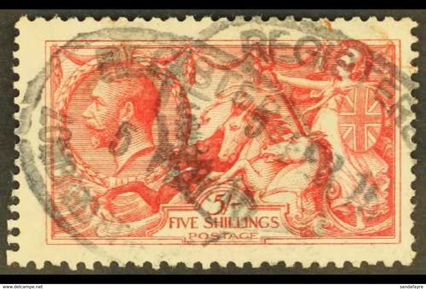 \Y 1913\Y 5s Rose-carmine, Seahorse, Waterlow Printing, SG 401, Good Used With Oval, Registered Postmark, Dated 5 FEB 15 - Unclassified