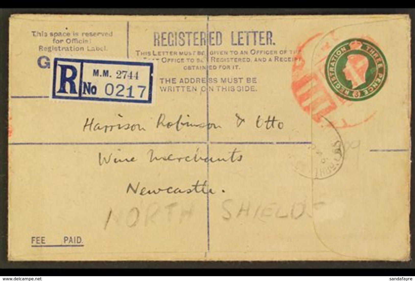 \Y REGISTRATION ENVELOPE\Y FORCES ISSUE 1945 3d Green, Size G2, With "Compensation" Instructions On Back In Five Lines,  - Unclassified