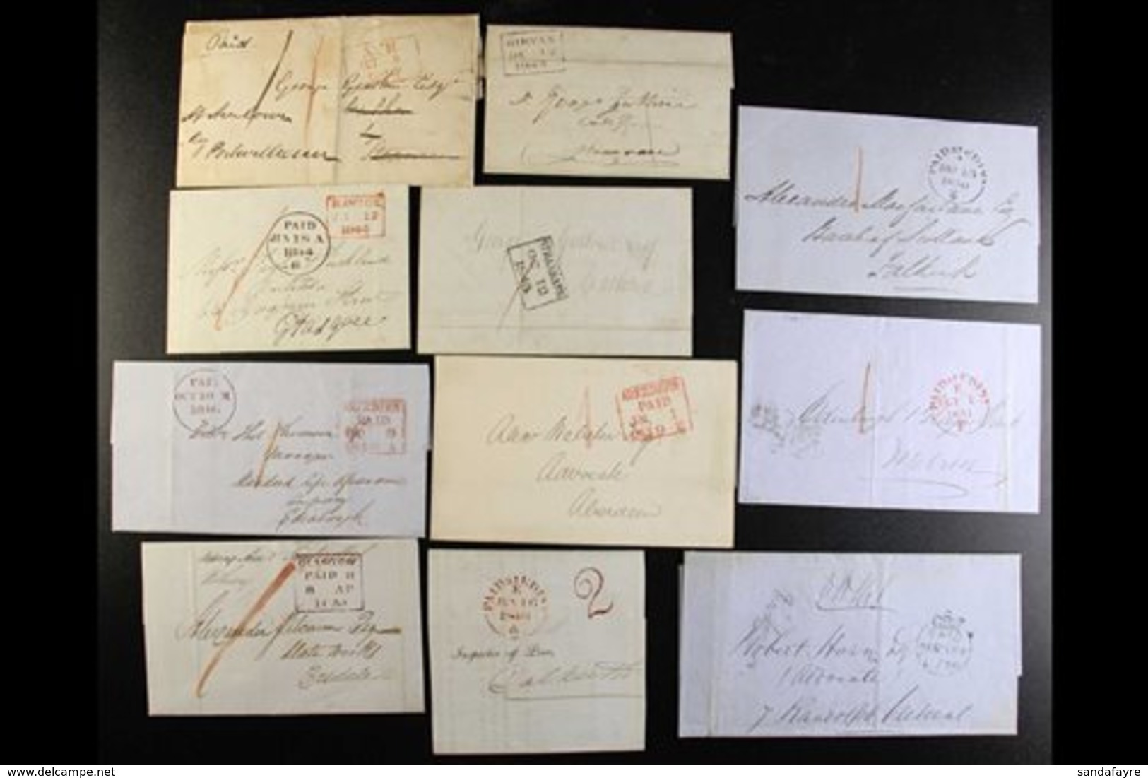 \Y SCOTLAND\Y 1840-58 STAMPLESS COVERS - An Attractive Group Of Covers Or Entires All Showing "PAID" Markings, Includes  - Other & Unclassified