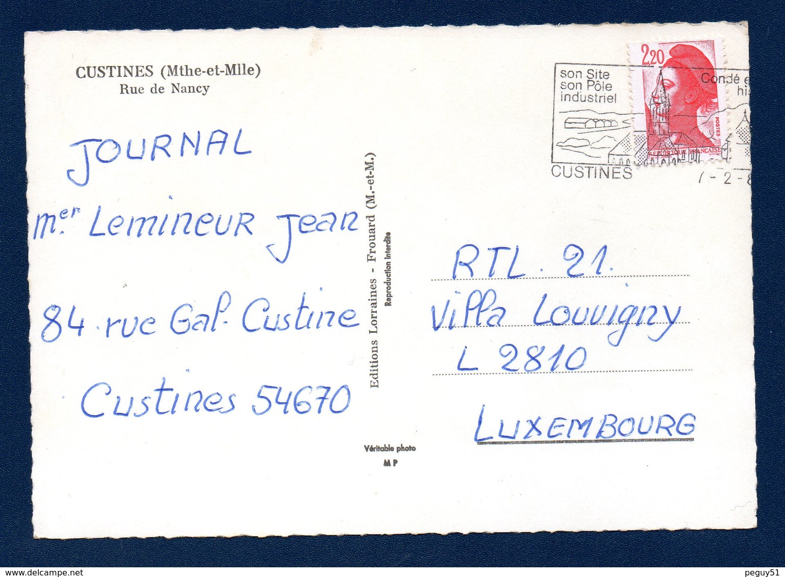 54. Custines. Rue De Nancy. 1987 - Autres & Non Classés