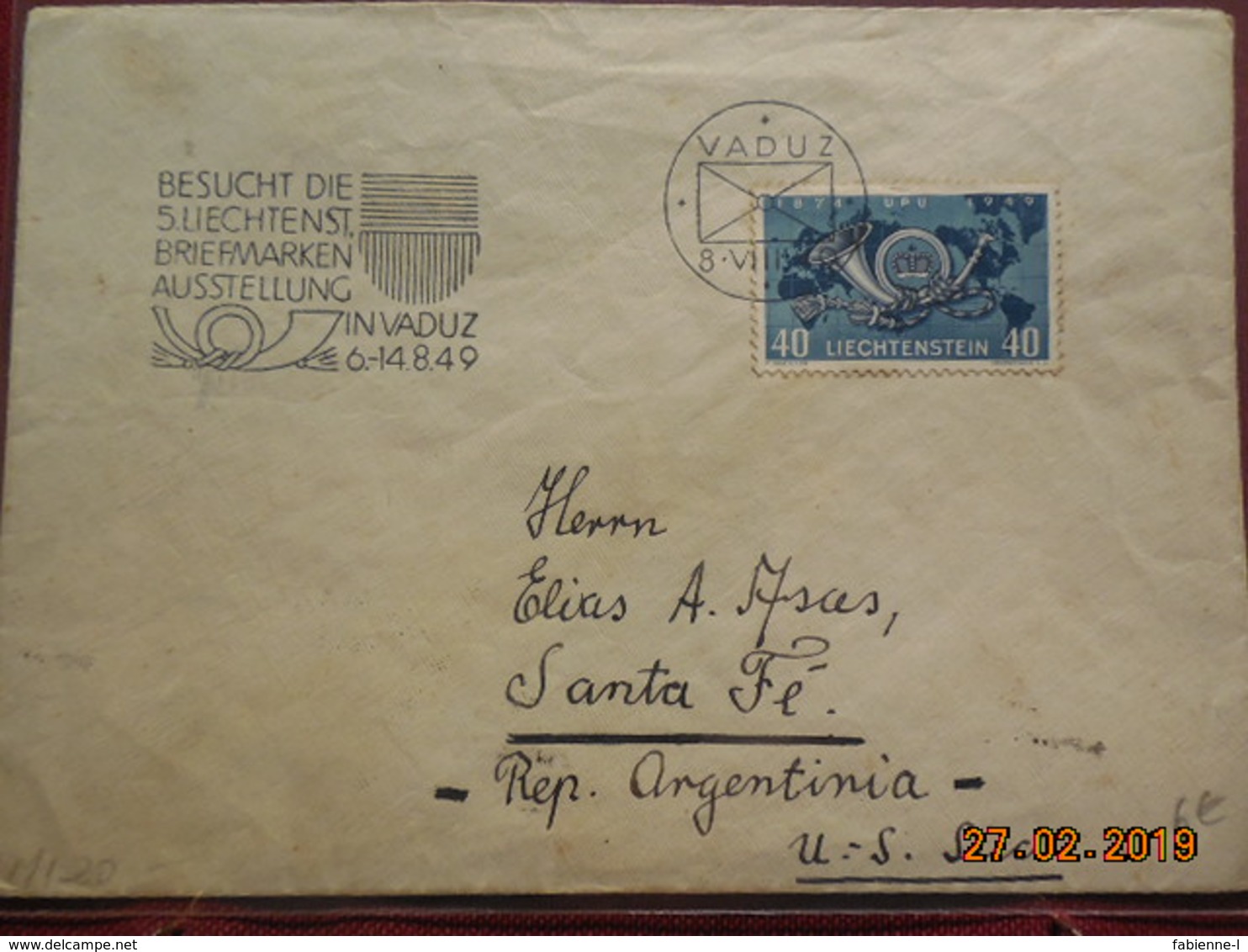 Lettre De 1949 A Destination De Santa Fe (Argentine) - Maschinenstempel (EMA)