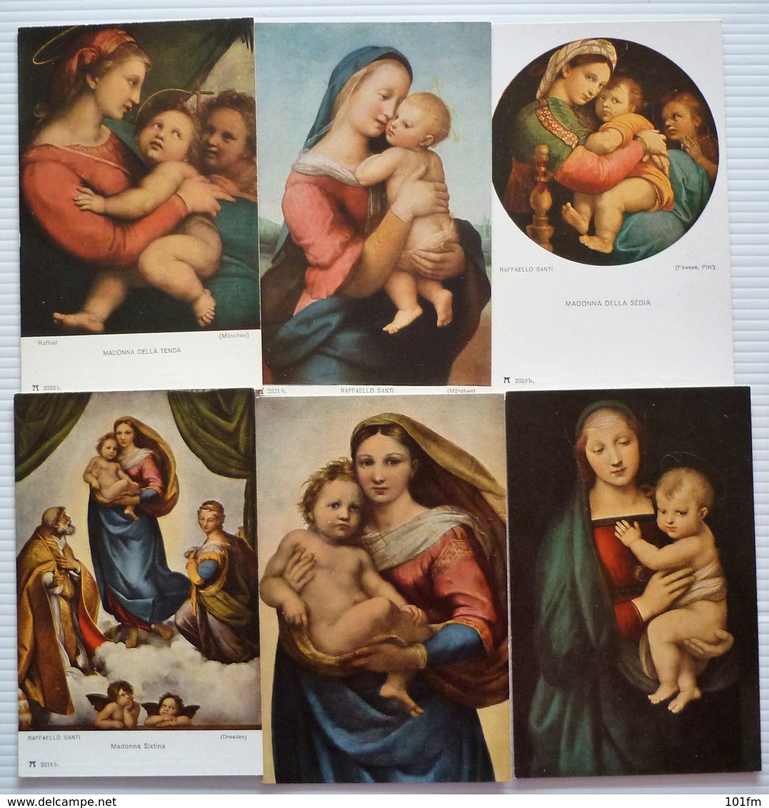 LOT OF 6 DIFFERENT OLD POSTCARDS - RAFFAEL , MADONNA - Virgen Maria Y Las Madonnas