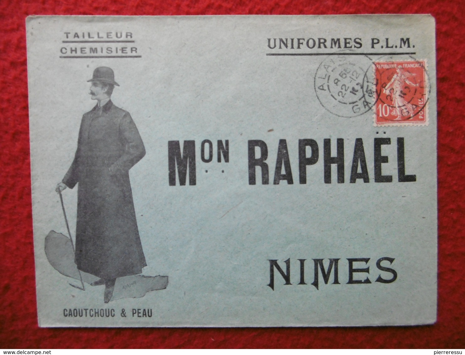 LETTRE ILLUSTREE NIMES MAISON RAPHAEL UNIFORMES P L M CACHET ALAIS SUR SEMEUSE - 1877-1920: Période Semi Moderne