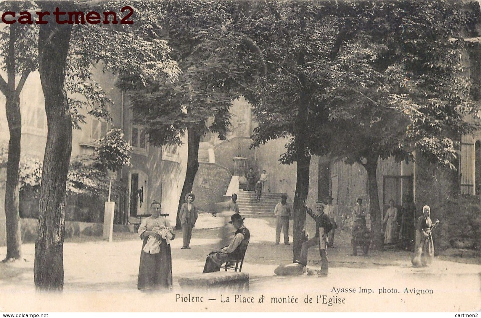 POILENC LA PLACE ET MONTEE DE L'EGLISE 84 VAUCLUSE - Piolenc