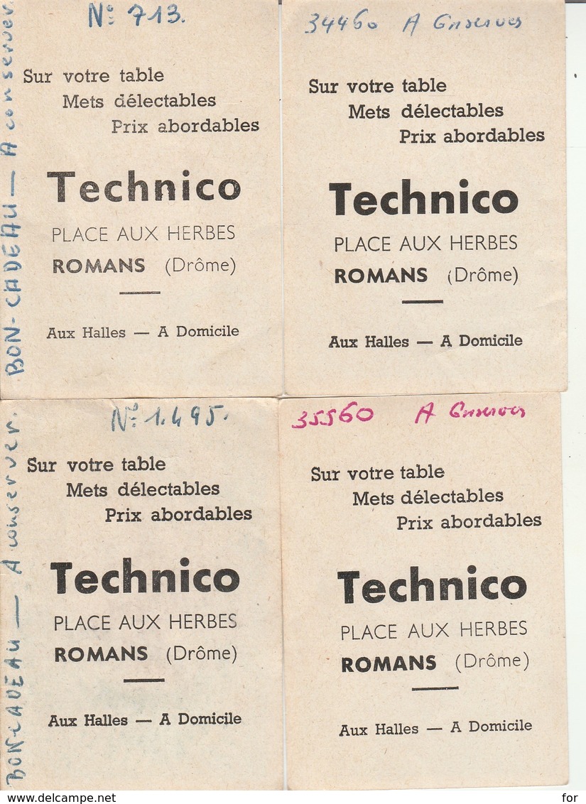 Chromos : TECHNICO : Mets Délectables - Place Aux Herbes : Romans-sur-isère - Drome ( Lot De 4 Images ) - Sonstige & Ohne Zuordnung