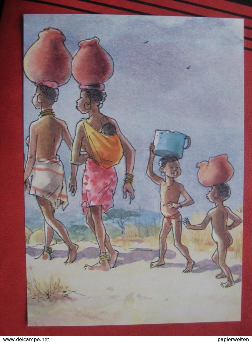 Fritz Loehr - Künstlerkarte Humor- Bzw. Werbekarte Für Pharma Chemiewerk Homburg: Afrika, Wasserträger - Humor