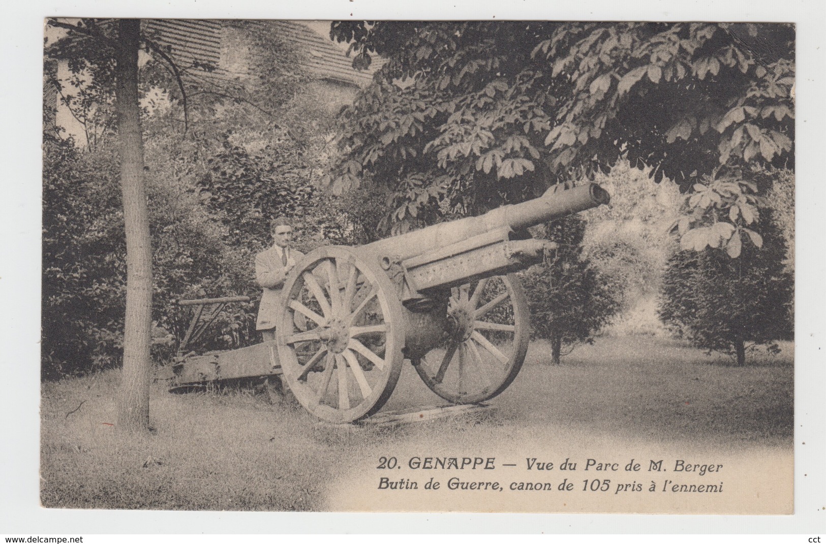 Genappe  Vue Du Parc De M Berger Butin De Guerre, Canon De 105 Pris à L'ennemi - Genappe