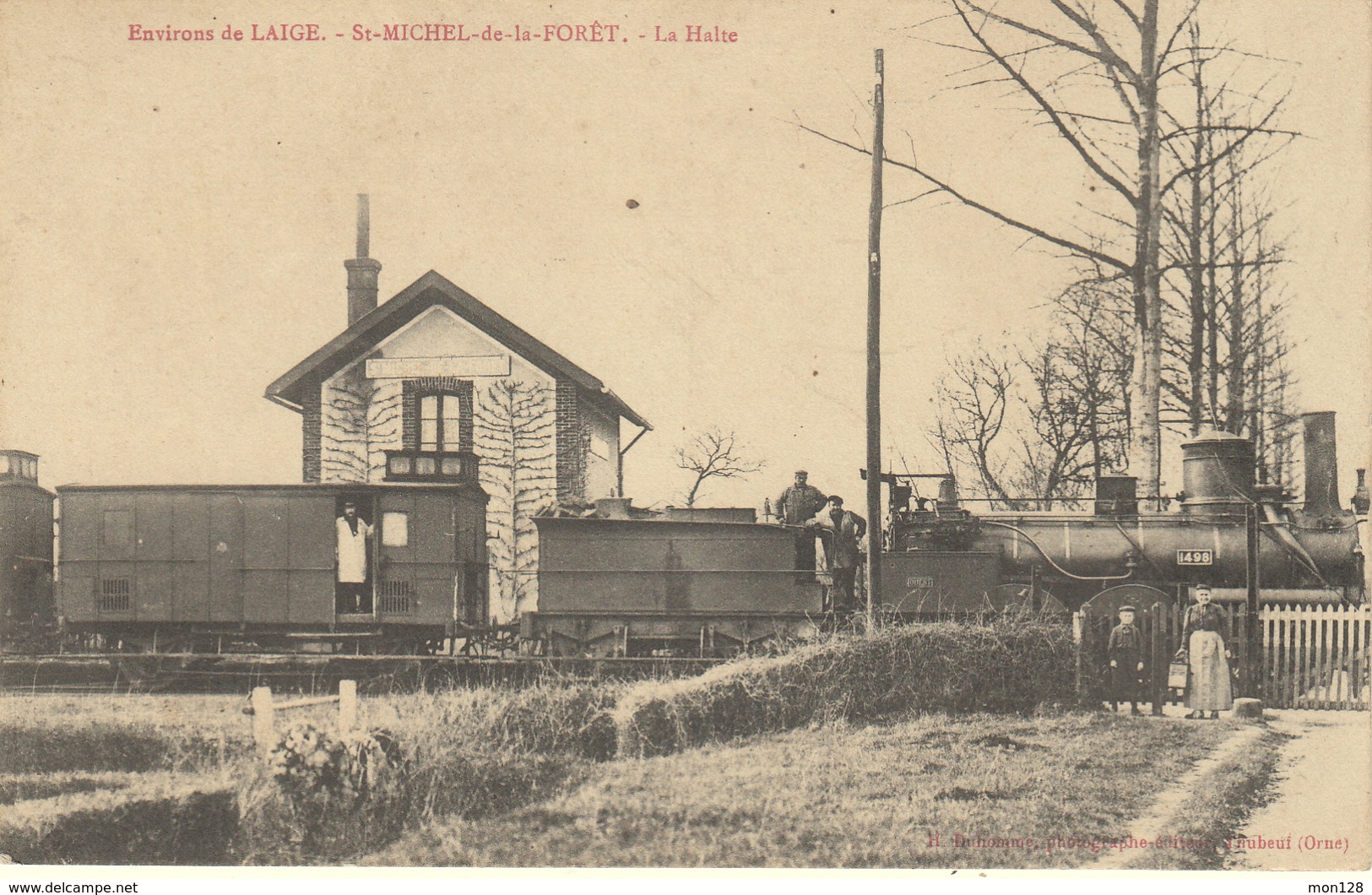 ENVIRONS DE L'AIGLE - SAINT MICHEL DE LA FORET (61)  LA HALTE - TRAIN LOCOMOTIVE 1498 - Autres & Non Classés