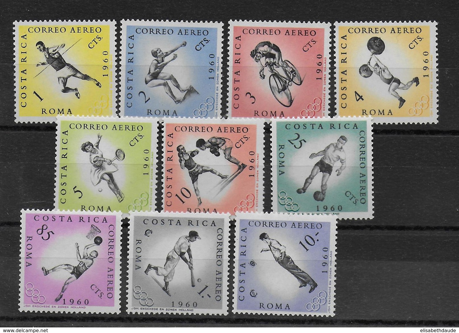 COSTA RICA - JEUX OLYMPIQUES 1960 - POSTE AERIENNE YVERT N°301/310 ** MNH - COTE = 30 EUR. - Costa Rica