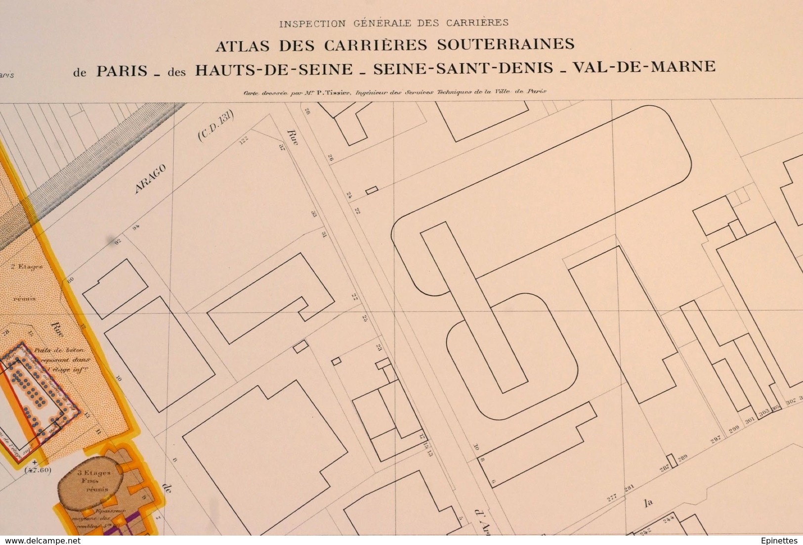 ATLAS DES CARRIERES SOUTERRAINES DE PARIS, HAUTS-DE-SEINE 92: Feuille 12-32, 1971? NANTERRE - Plan IGC - Topographische Kaarten