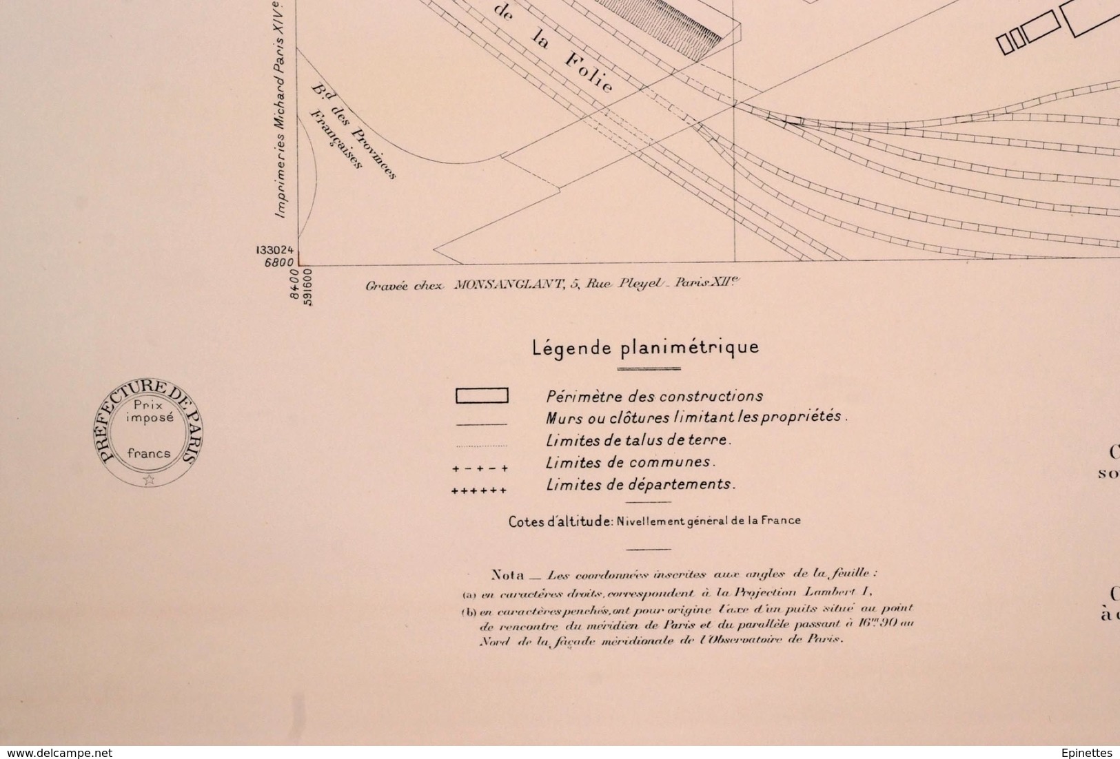 ATLAS DES CARRIERES SOUTERRAINES DE PARIS, HAUTS-DE-SEINE 92: feuille 12-32, 1971? NANTERRE - Plan IGC