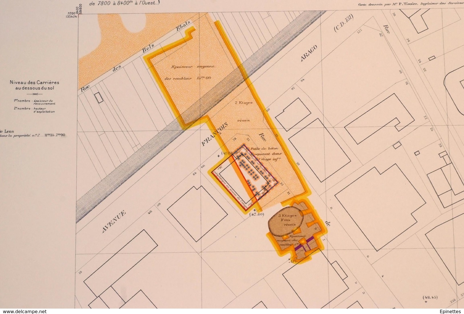 ATLAS DES CARRIERES SOUTERRAINES DE PARIS, HAUTS-DE-SEINE 92: feuille 12-32, 1971? NANTERRE - Plan IGC