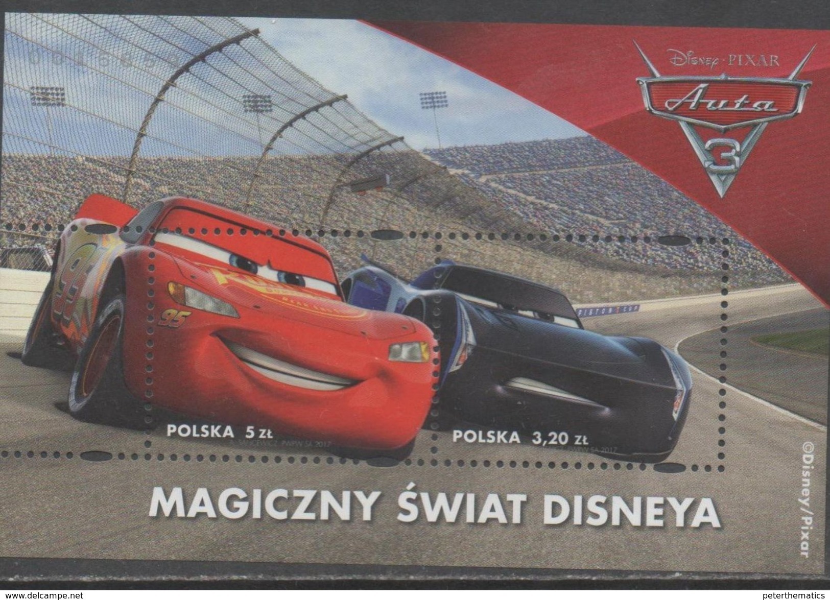 POLAND , 2017, MNH,DISNEY, CARS, S/SHEET - Disney