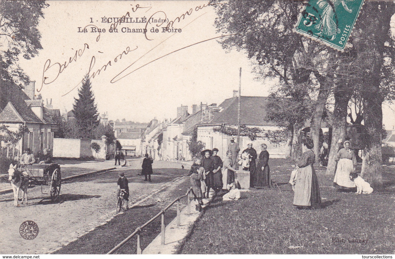 CPA 36 @ ECUEILLE - La Rue Du Champ De Foire En 1909 @ Edition Launay N° 1 - Autres & Non Classés