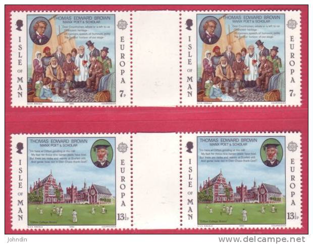 Isle Of Man 1980 Europa Set Of 2 Horizontal Gutter Pairs - UM / MNH - IOM Stamps - Isle Of Man