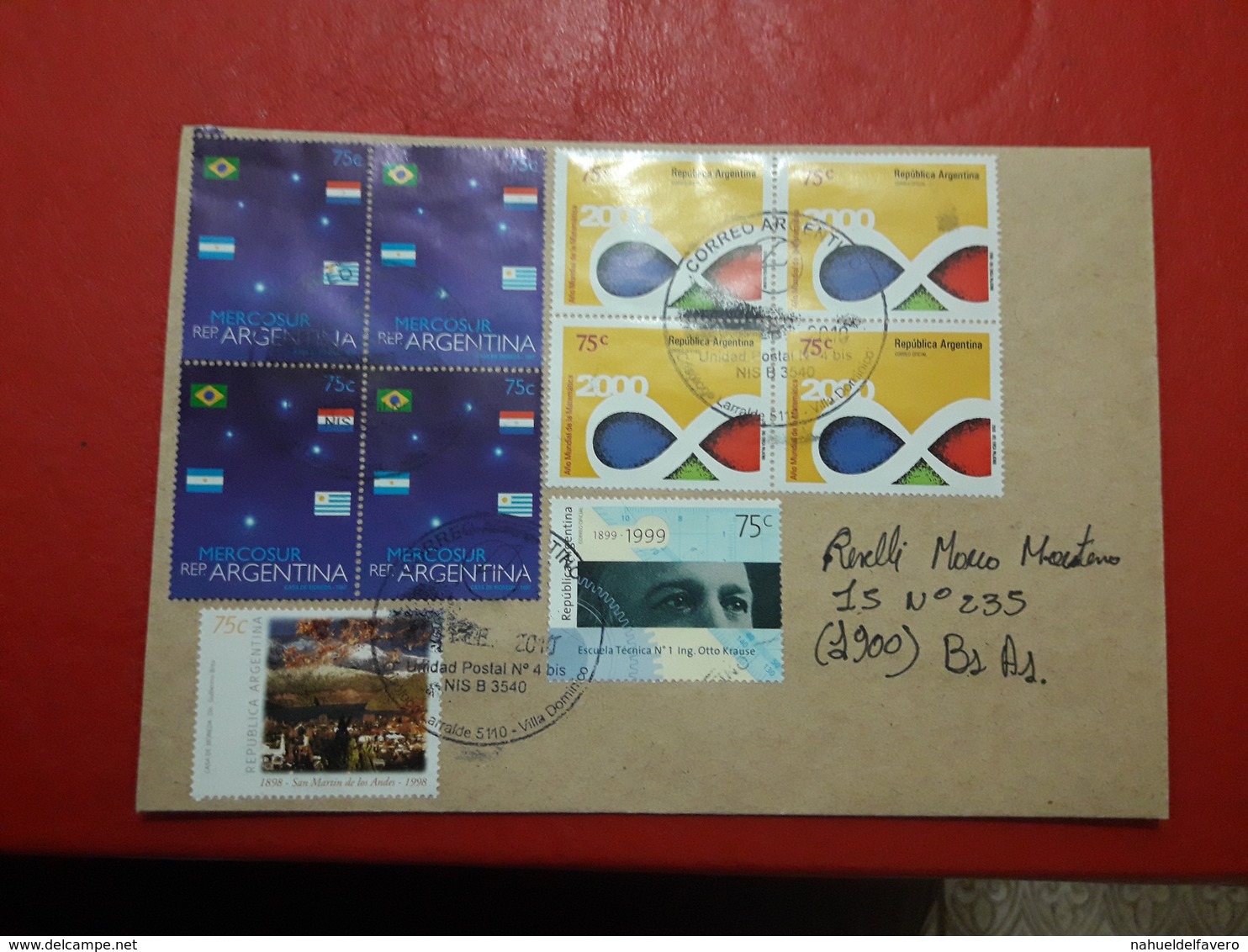 L'Argentine Enveloppe Circulé Avec Timbres Mercosur, Une Année Des Mathématiques Et Les Autres - Lettres & Documents