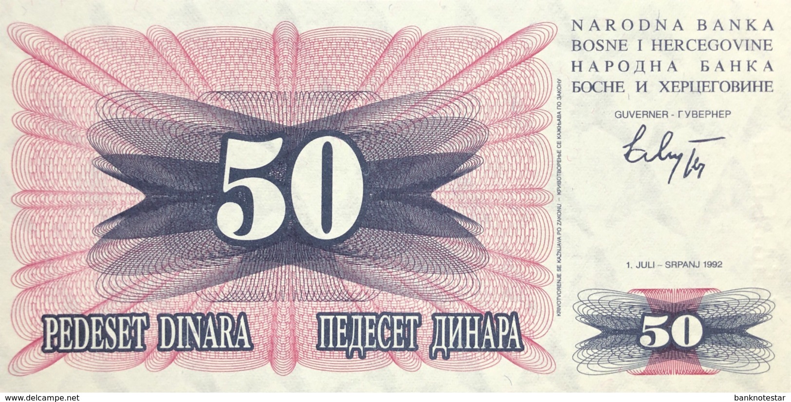 Bosnia 50 Dinara, P-12 (1.7.1992) - UNC - Bosnien-Herzegowina