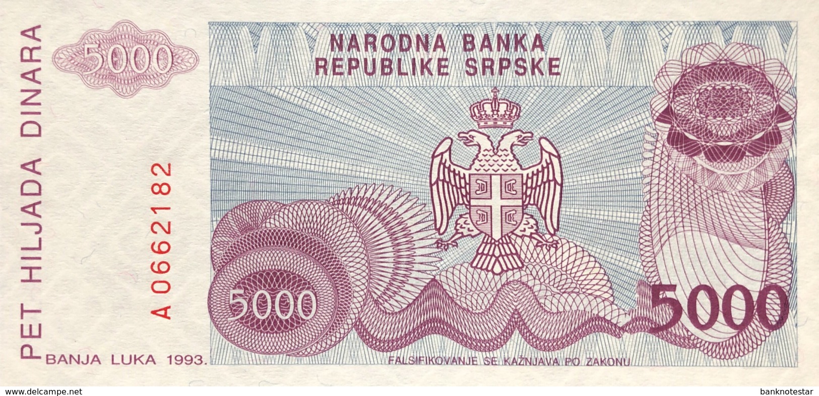 Bosnia 5.000 Dinara, P-149 (1993) - UNC - New Pick Number: 152 - Bosnien-Herzegowina