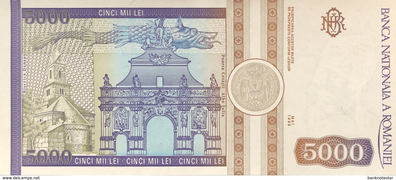 Romania 5.000 Lei, P-104 (1993) - UNC - Low Serial Number 000340 - Rumänien