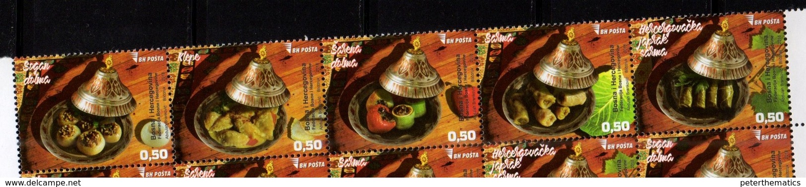 BOSNIA, MUSLIM, 2018, MNH,FOOD, LOCAL CUISINE, STUUFED TOMATOES, VEGETABLES, RICE,  5v - Food