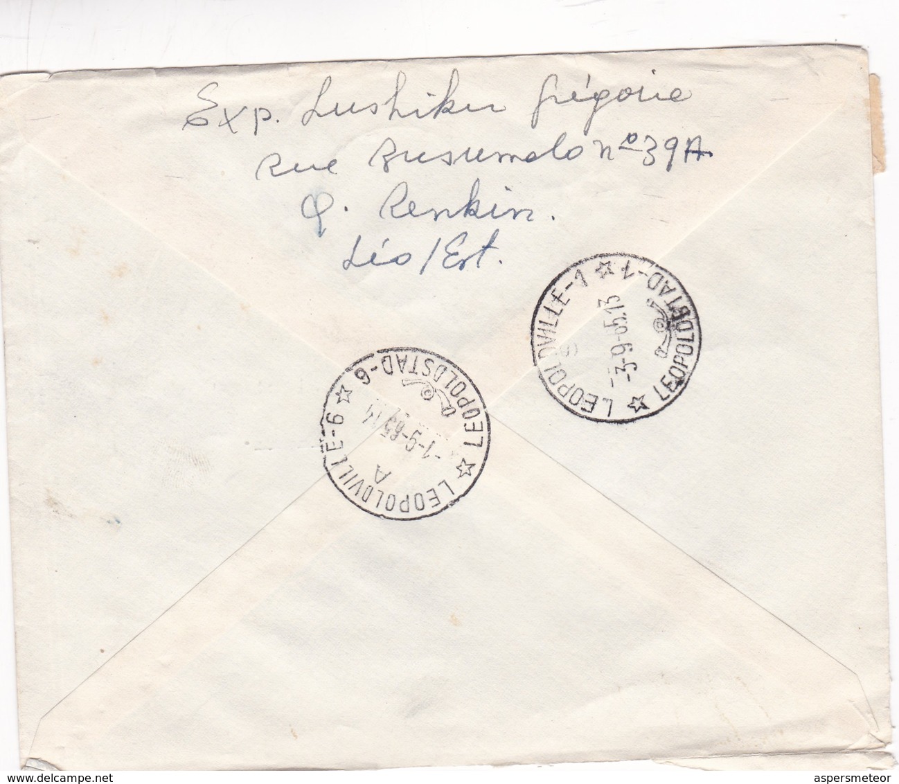 ENVELOPPE REPUBLIQUE DU CONGO CIRCULEE LEOPOLDVILLE AN 1965 3 COLEUR TIMBRE RECOMMANDE - BLEUP - Usati