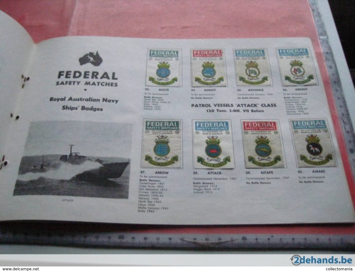 album 42 match box labels AUSTRALIA   1950, complete set shipping, RARE glued in original , very good condition